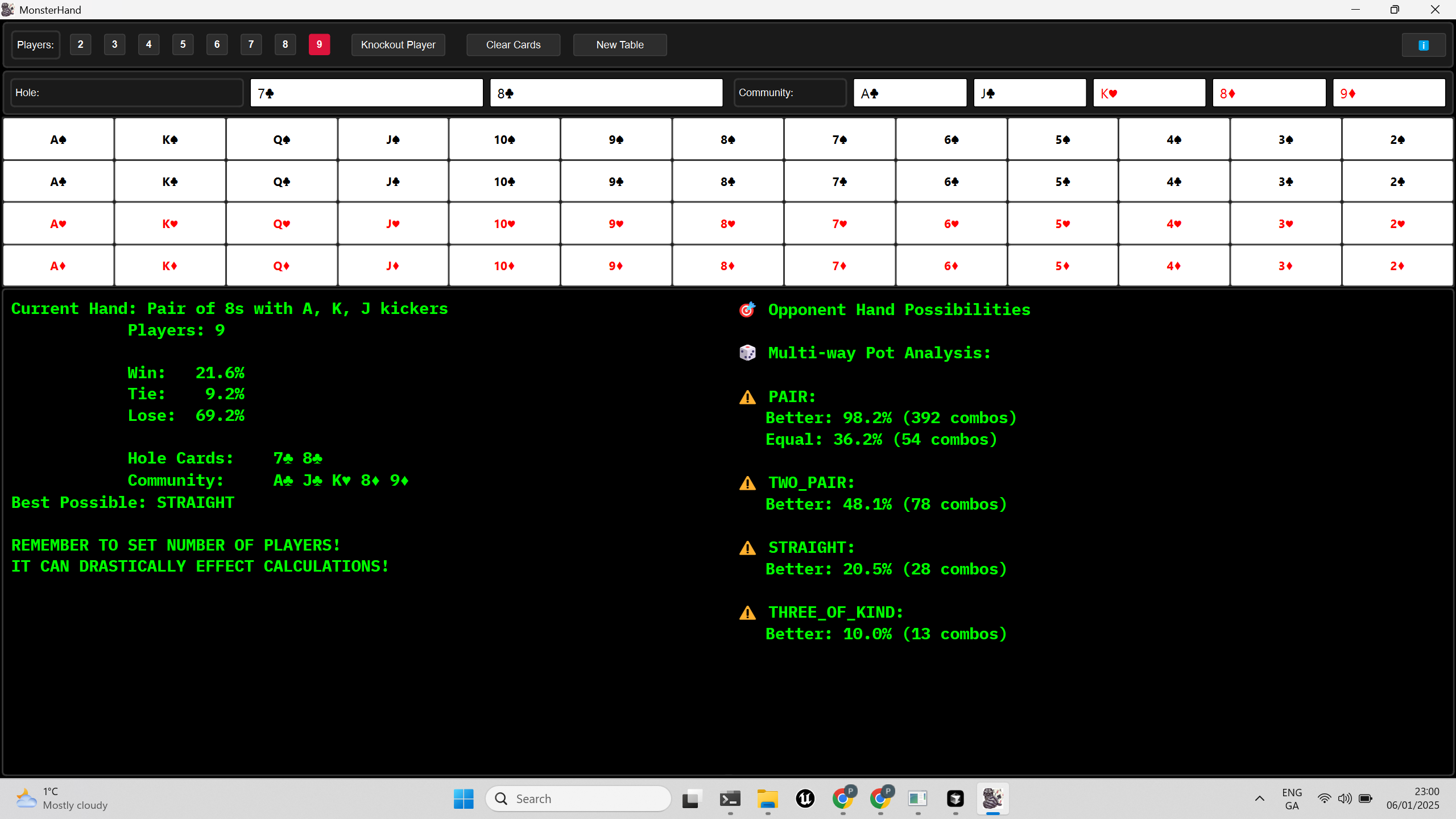 Monster Hand Poker Calculator